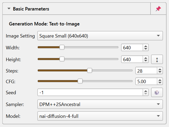 Image Setting in Basic Parameters